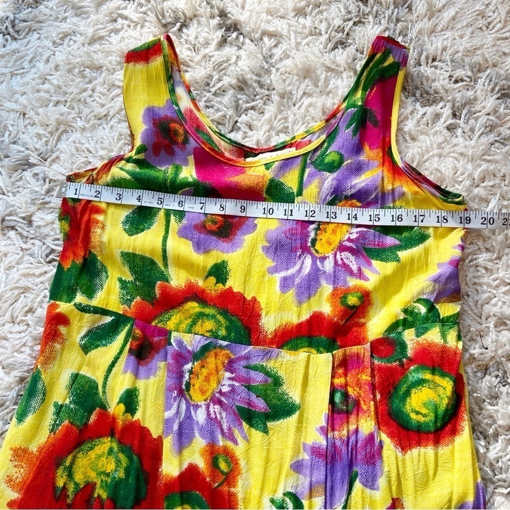 Jams World | Vintage 100% Rayon Sleeveless Midi Floral Summer Dress Size Large - Picture 6 of 10
